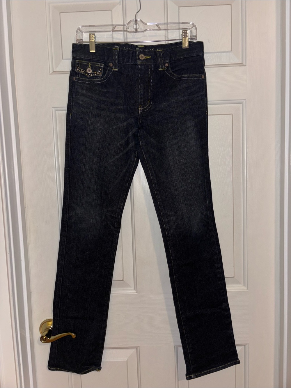 Burberry Black Label Bing Dark Indigo Denim Jeans with Yellow Stitching - Picture 3 of 5